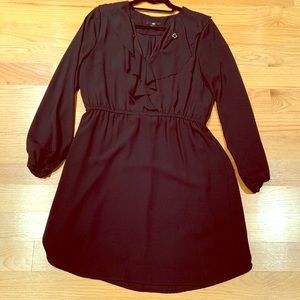 H&M black ruffle long sleeve dress